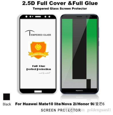 Скрийн протектори Скрийн протектори за Huawei Скрийн протектор от закалено стъкло за 3D FULL SCREEN извит Full Glue напълно залепващ за Huawei Mate 10 Lite RNE-L01 / RNE-L21 с черен кант